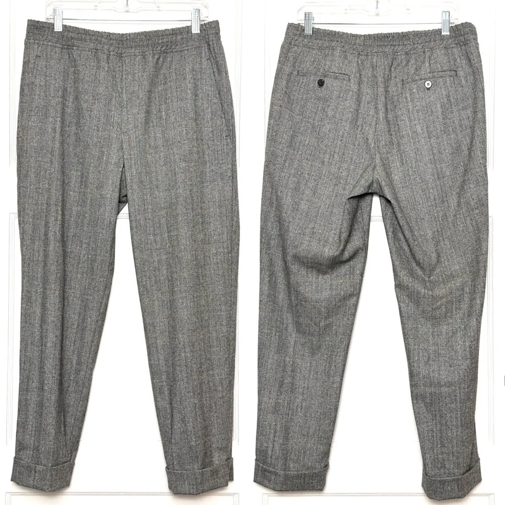 NWT NEIL BARRETT Virgin Wool Plaid Check Elastic Waist Cuffed Slim Trousers 32 - Picture 5 of 10
